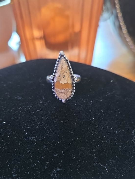 Jewelry - NWOT Teardrop Jasper Stone Sterling-Style Ring